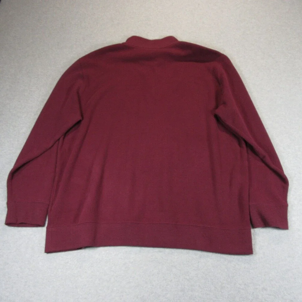 Lands' End Mens‎ Sweater Pullover 2XL Burgundy Cotton Polyester Zipper Pocket